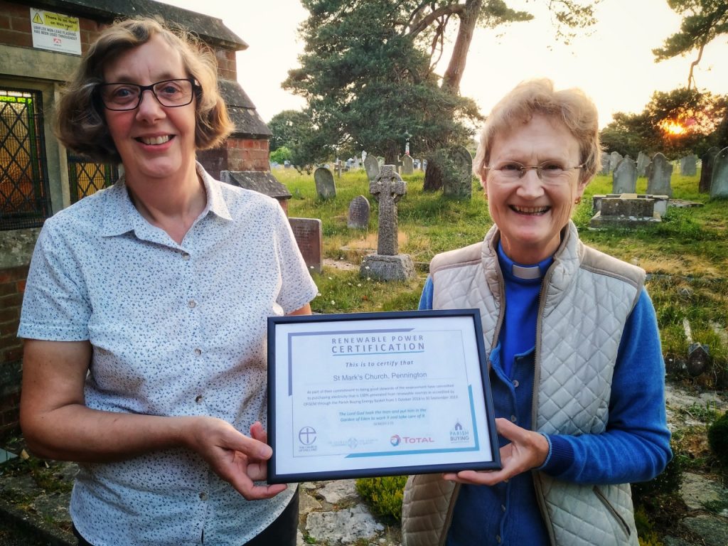 St Mark's are proud to be purchasing our electricity from 100% renewable sources. What can you do to make a difference through your own home bills? Teresa and Anne - our churchwarden and associate priest - proudly holding the proof!