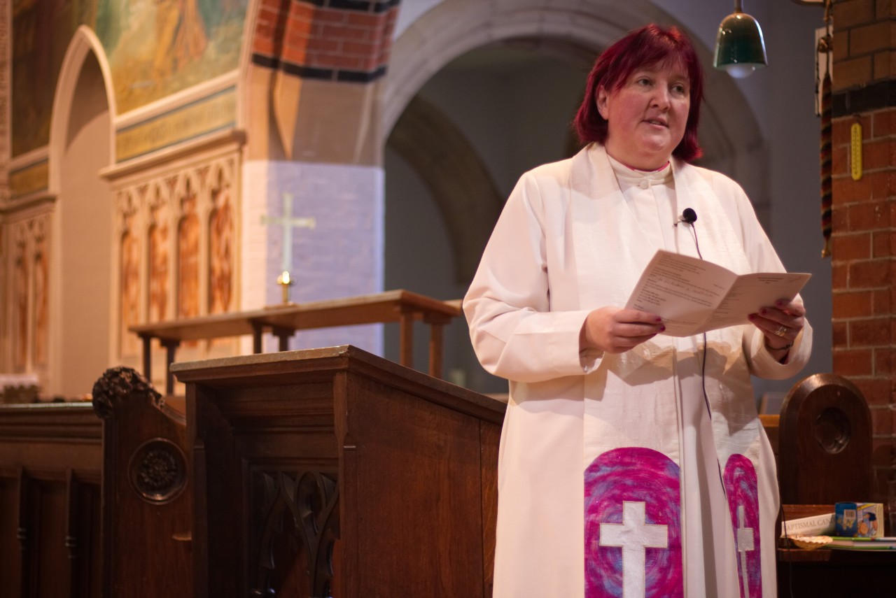 Rachel Noël leads a sermon