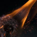 Burning white dandelion