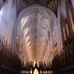 Winchester Cathedral interior at evening