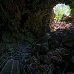 Stairs leading out of a cave