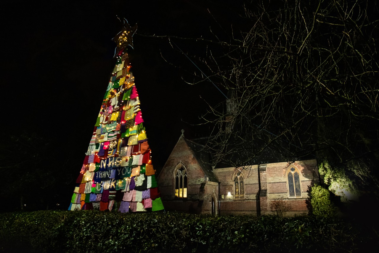 Our knitted and crocheted tree!