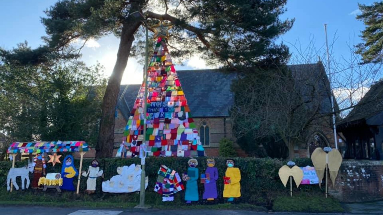 Sunshine coming through the knitted tree
