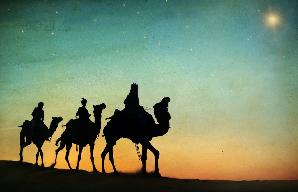 Three wise men on camels